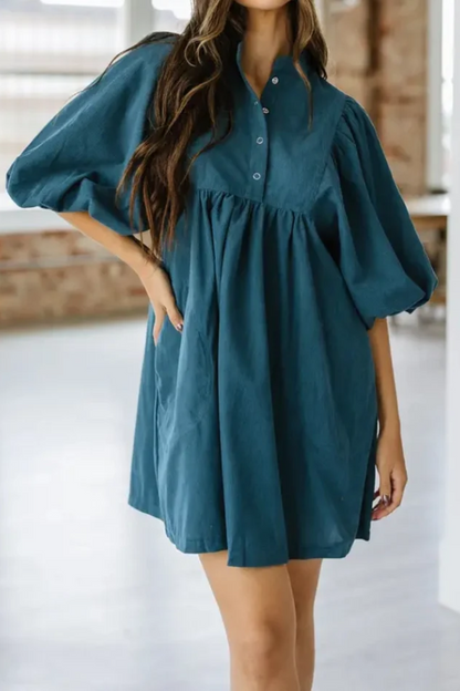 Women's Solid Corduroy Classic Dress