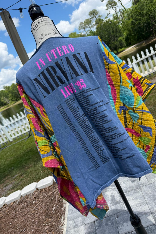 Nirvana-Print Dolman-Sleeve Tee