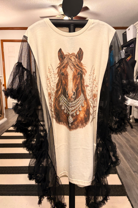 Pony-Print Dolman-Sleeve Tee