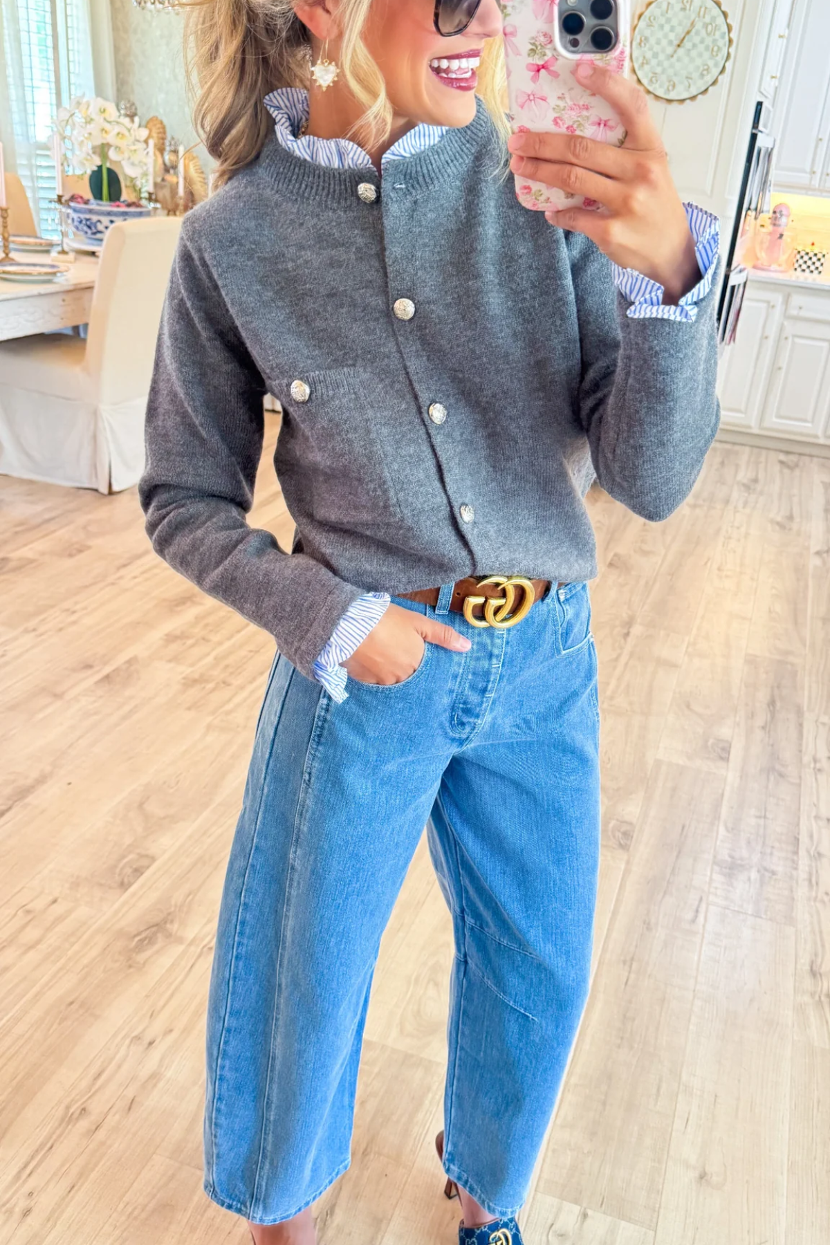 Grey Contrast Cardigan