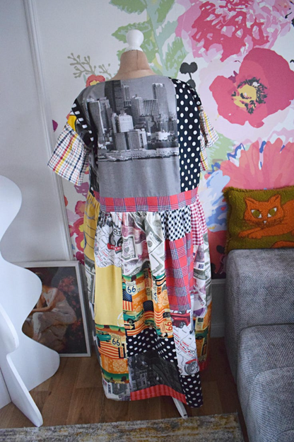 Recycled Dress With A Taxi Pattern
