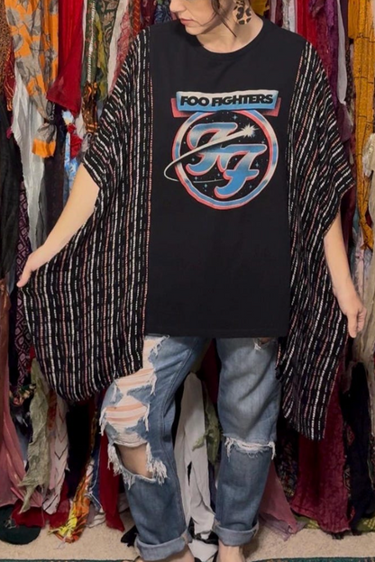 Foo Fighters Retro-print Batwing-sleeve Top
