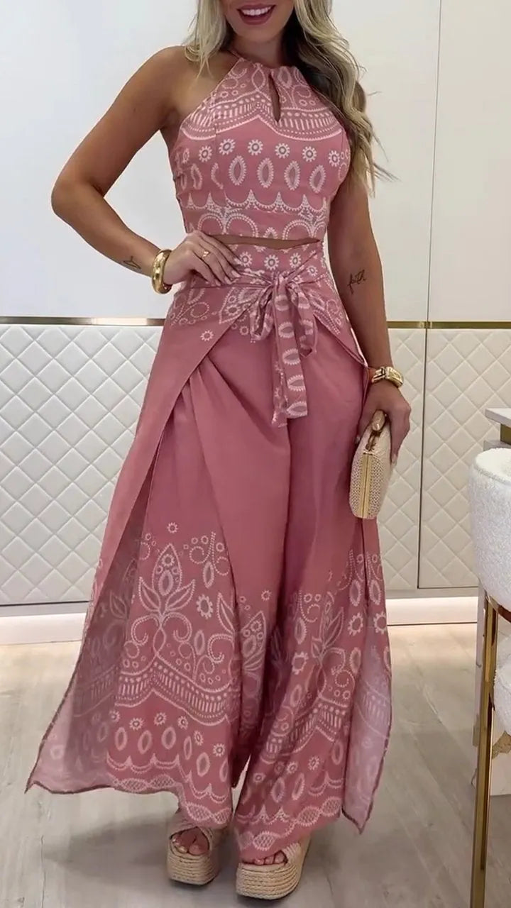 Women's Printed Holiday Casual Set