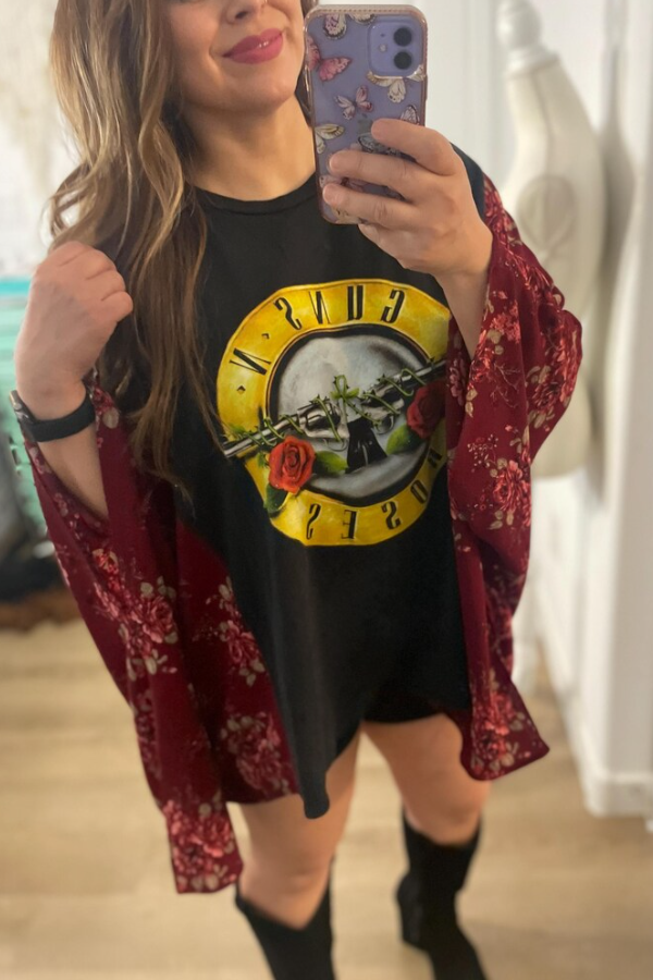 Guns N' Roses Print Dolman Sleeve Tee
