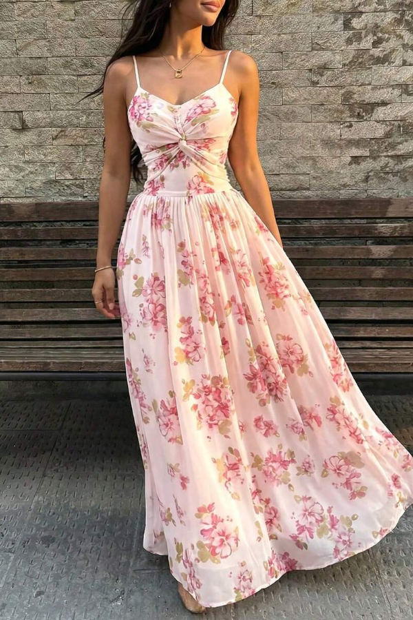 New Arrival Twist-Front Floral Maxi Dress