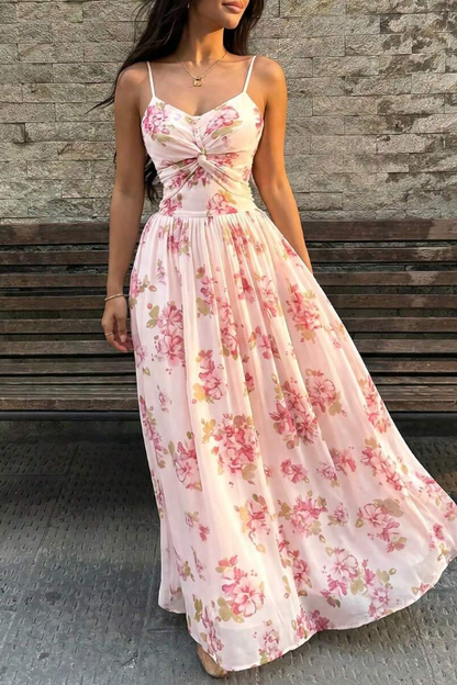 New Arrival Twist-Front Floral Maxi Dress