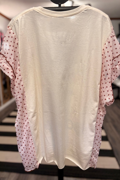 Pink-haired Girl Printed Batwing-sleeve T-shirt