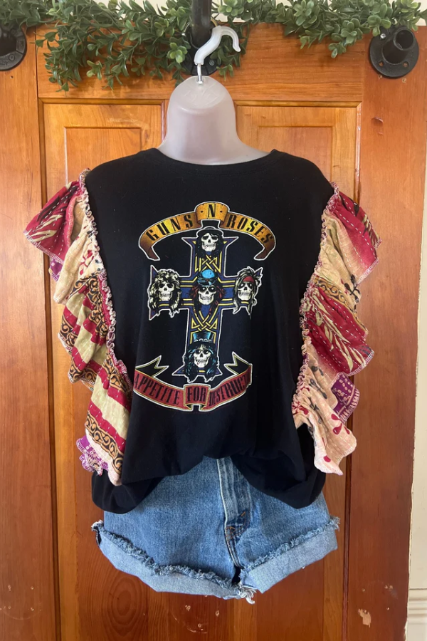 Guns N’ Roses Ruffled-sleeve T-shirt
