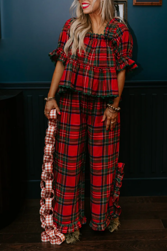 Christmas Theme Plaid Polly Pajamas Set
