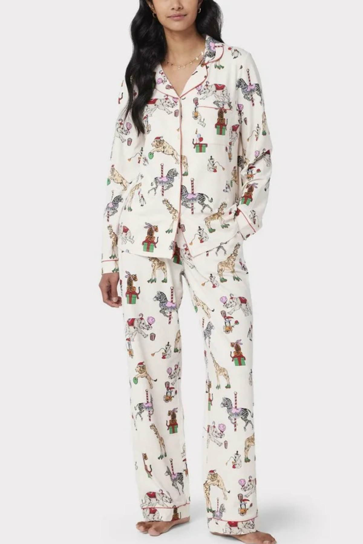 Women's Christmas Print Long-Sleeved Trousers Set