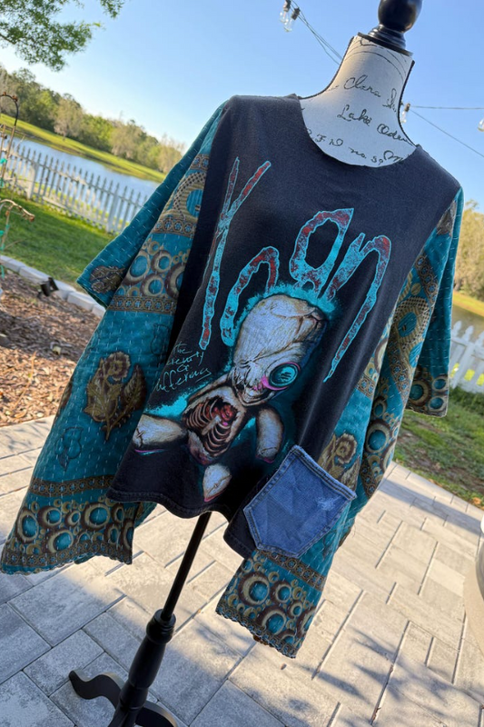 Korn Graphic-Print Dolman-Sleeve Tee