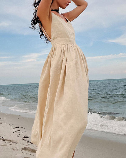 Robe bustier dos nu à col en V chic 