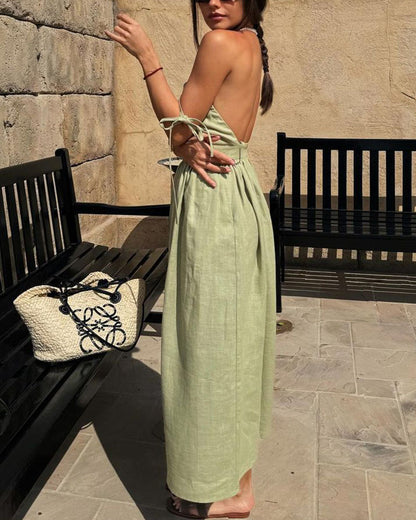 Robe bustier dos nu à col en V chic 
