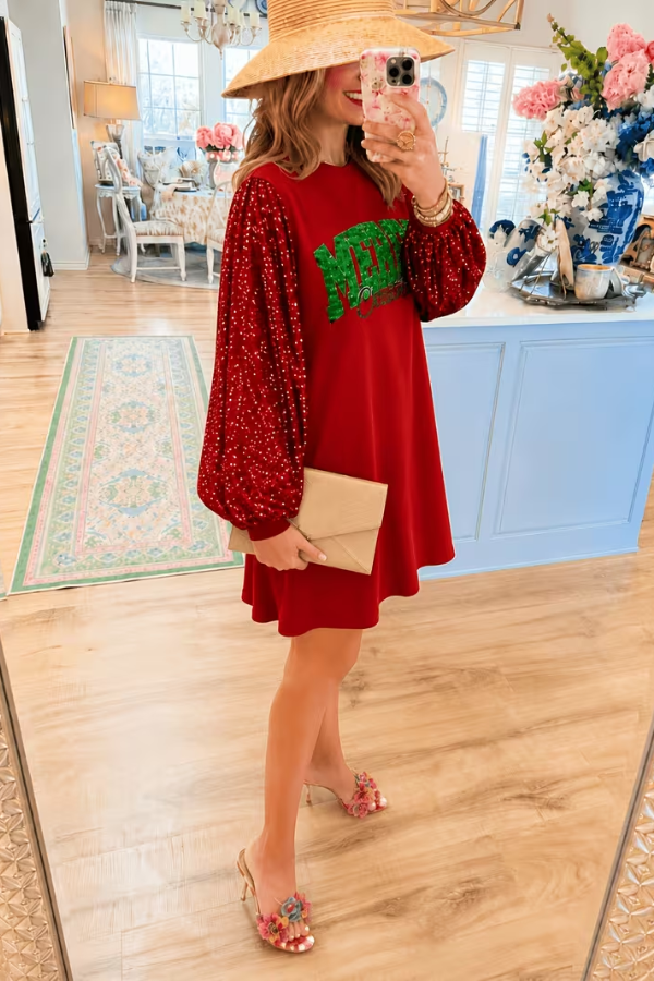 Merry Christmas Patchwork Dress