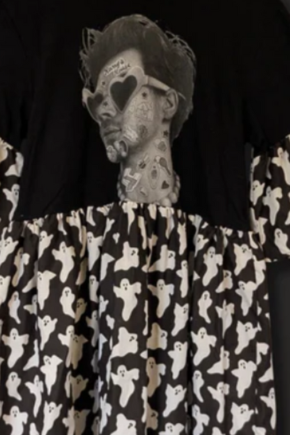 Harry Styles - Black & White Ghost Print Smock Dress