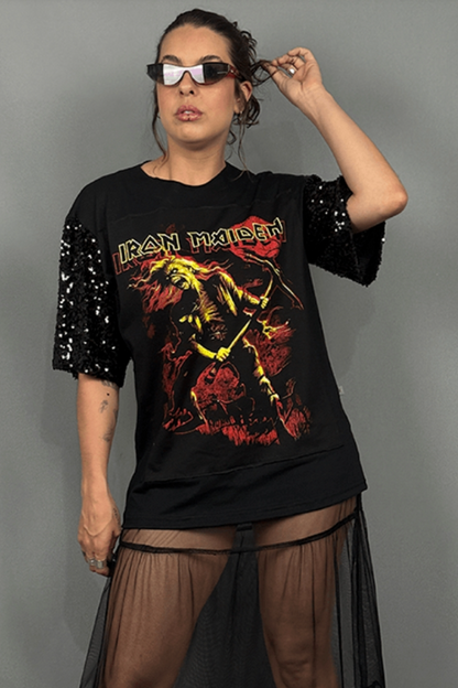Iron Maiden Sequined Sleeve Tee