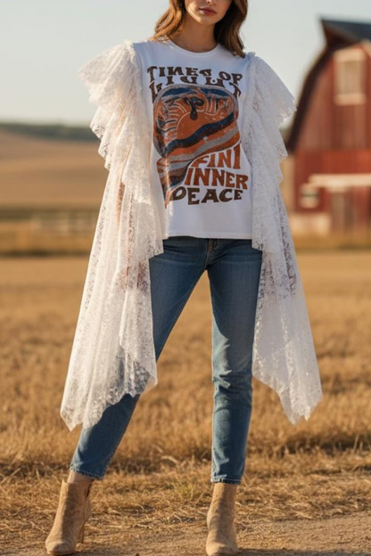 Patterned Print Batwing Sleeve T-Shirt