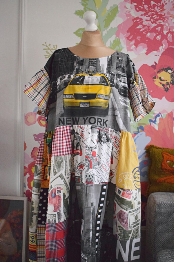 Recycled Dress With A Taxi Pattern