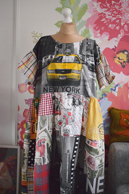 Recycled Dress With A Taxi Pattern