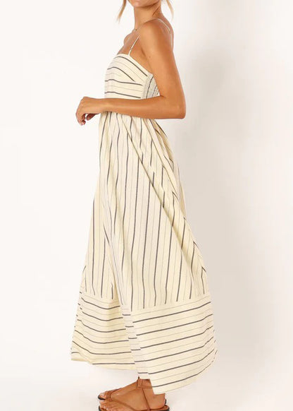 Robe longue à bretelles à imprimé rayé