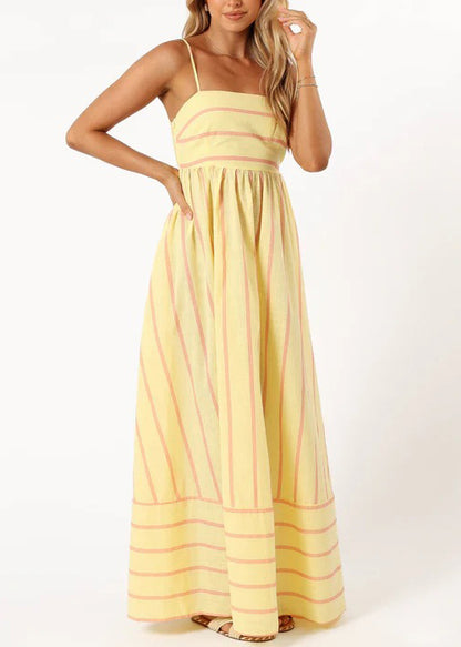 Robe longue à bretelles rayée