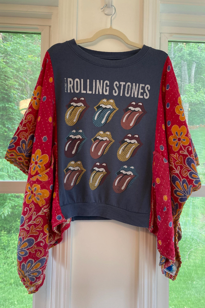 Rolling Stones Printed Dolman Sleeve T-Shirt Top