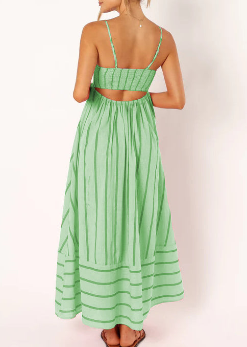 Robe longue à bretelles rayée