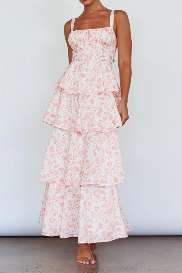 Floral Ruffled Flowy Midi Dress