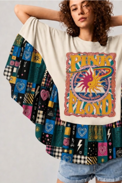 Pink Floyd「1972 Rainbow Theatre」 Patchwork Poncho Top