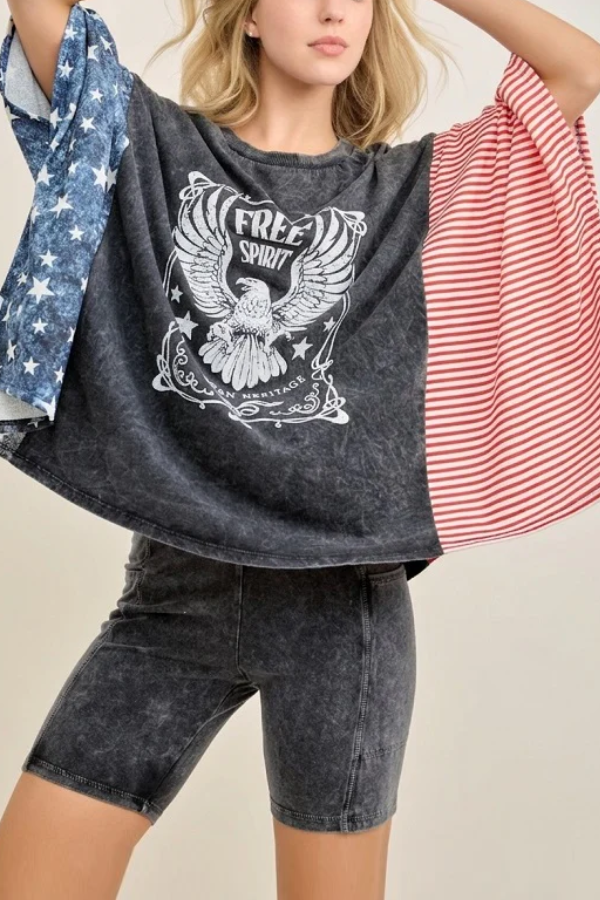 Free-Spirited Cape Batwing Sleeve T-Shirt