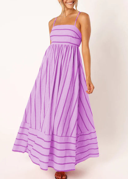 Robe longue à bretelles rayée