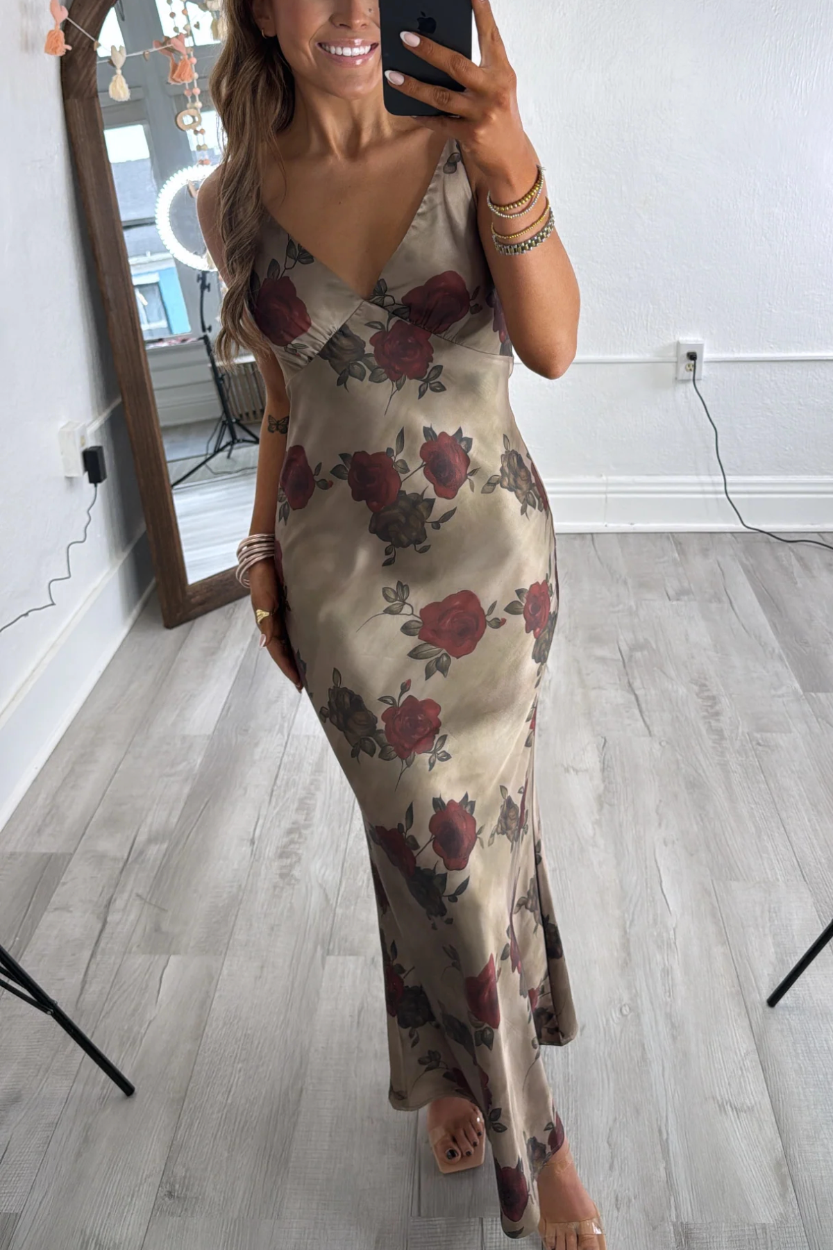 Rosebud Midi Dress, Olive/Taupe