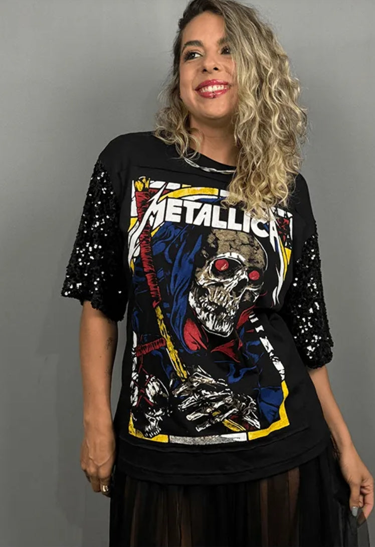 Metallica Sequined Sleeve Tee