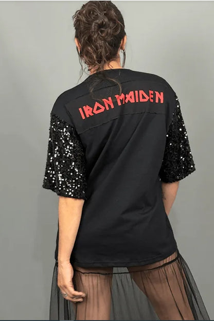 Iron Maiden Sequined Sleeve Tee