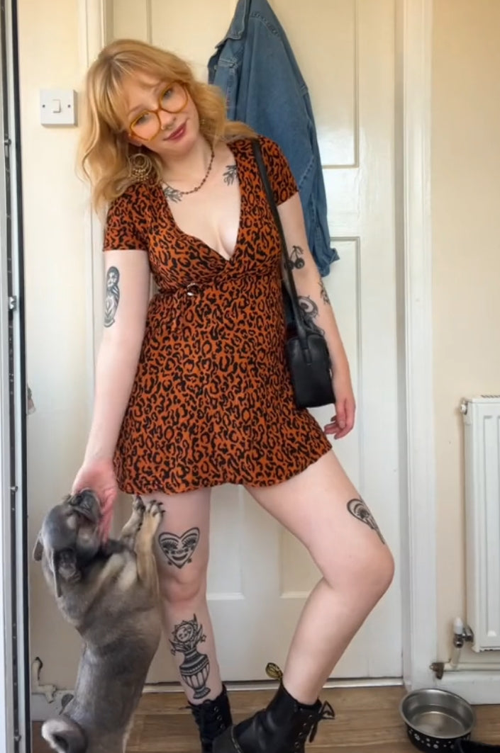 Leopard Print V-Neck Mini Dress