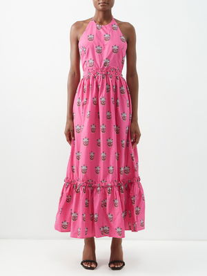 Robe dos nu en coton imprimé Salena